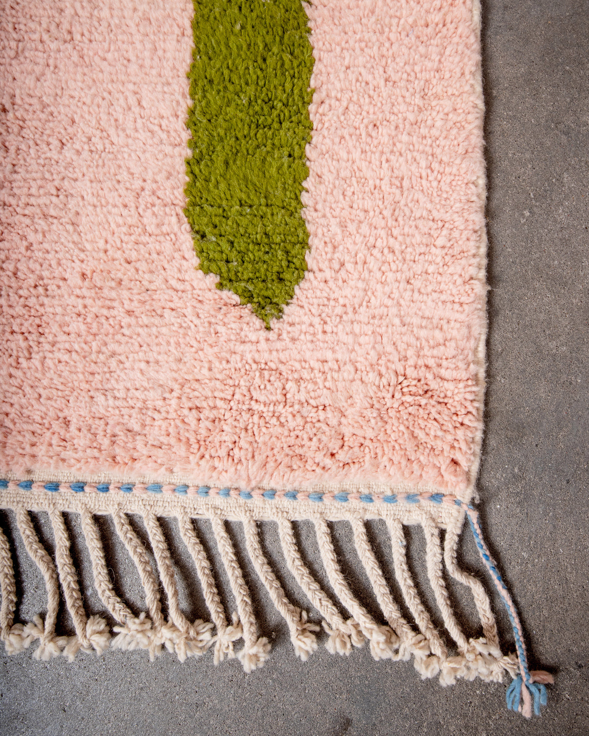 Modern, designer, handcrafted Berber rug from Morocco. Beniourain carpet with beautiful colours and patterns and fluffy wool texture.